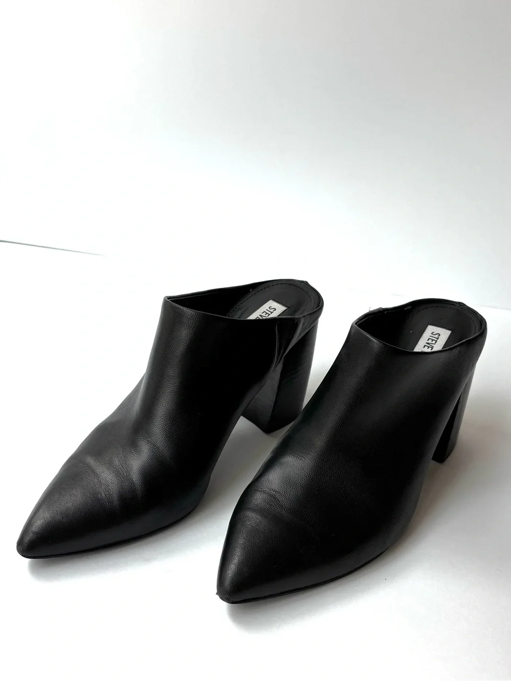 Steve Madden Black Pointed-Toe Leather Mule Heels size 8.5 - Picture 5 of 6